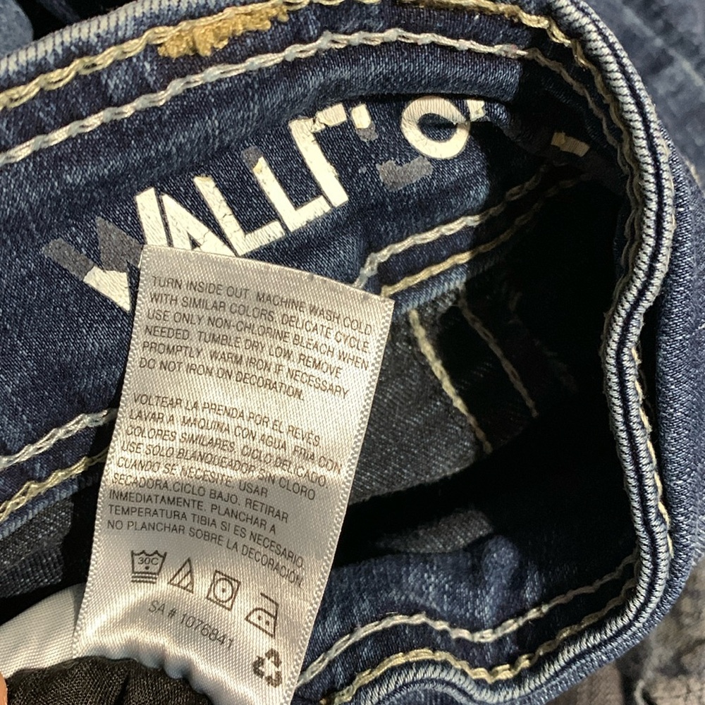 Wallflower Jeans 7 Reg Jr Blue Stretchy Bootcut Embroidered Back Flap Pockets - Picture 15 of 15
